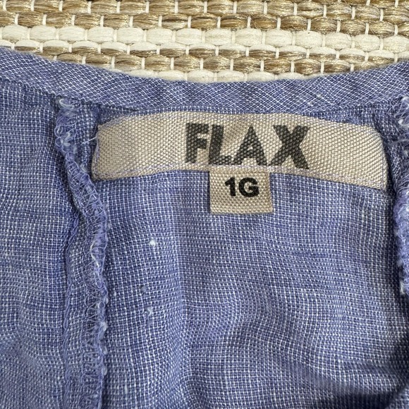 FLAX Shirt Women's 1G 1X Blue Linen Button Front Tunic Top Long Sleeve Lagenlook - Picture 8 of 14